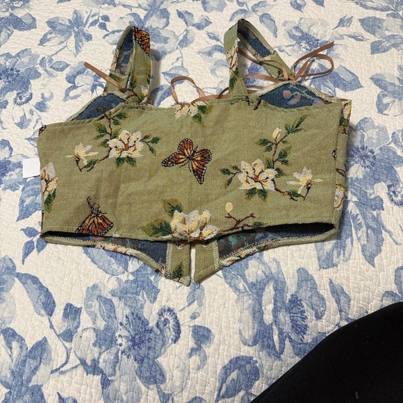 Cider Floral Lace-Up Corset Top - Picture 12 of 13